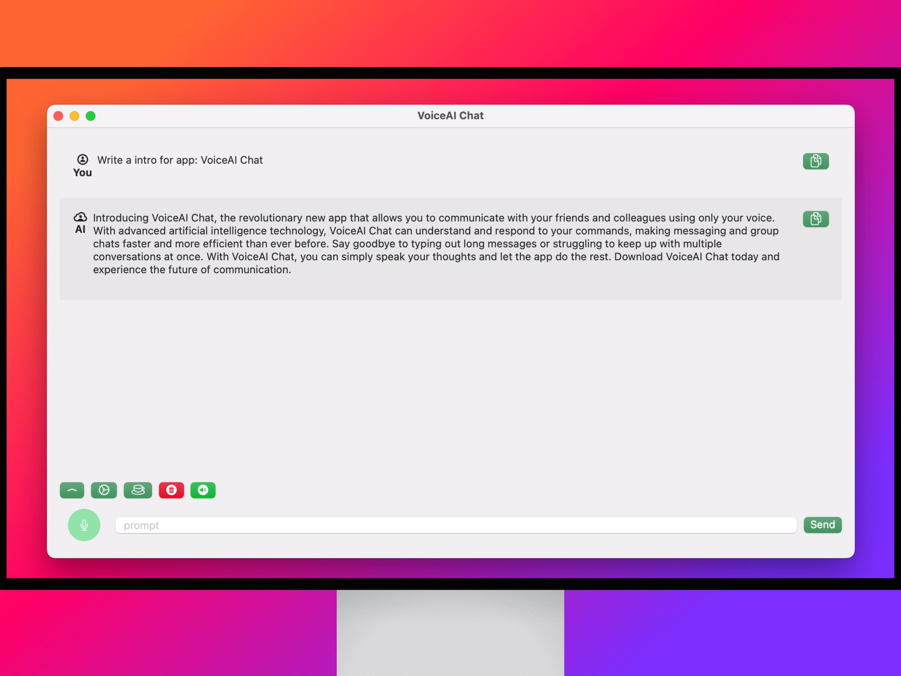 Mac：VoiceAI Chat 的对话窗口